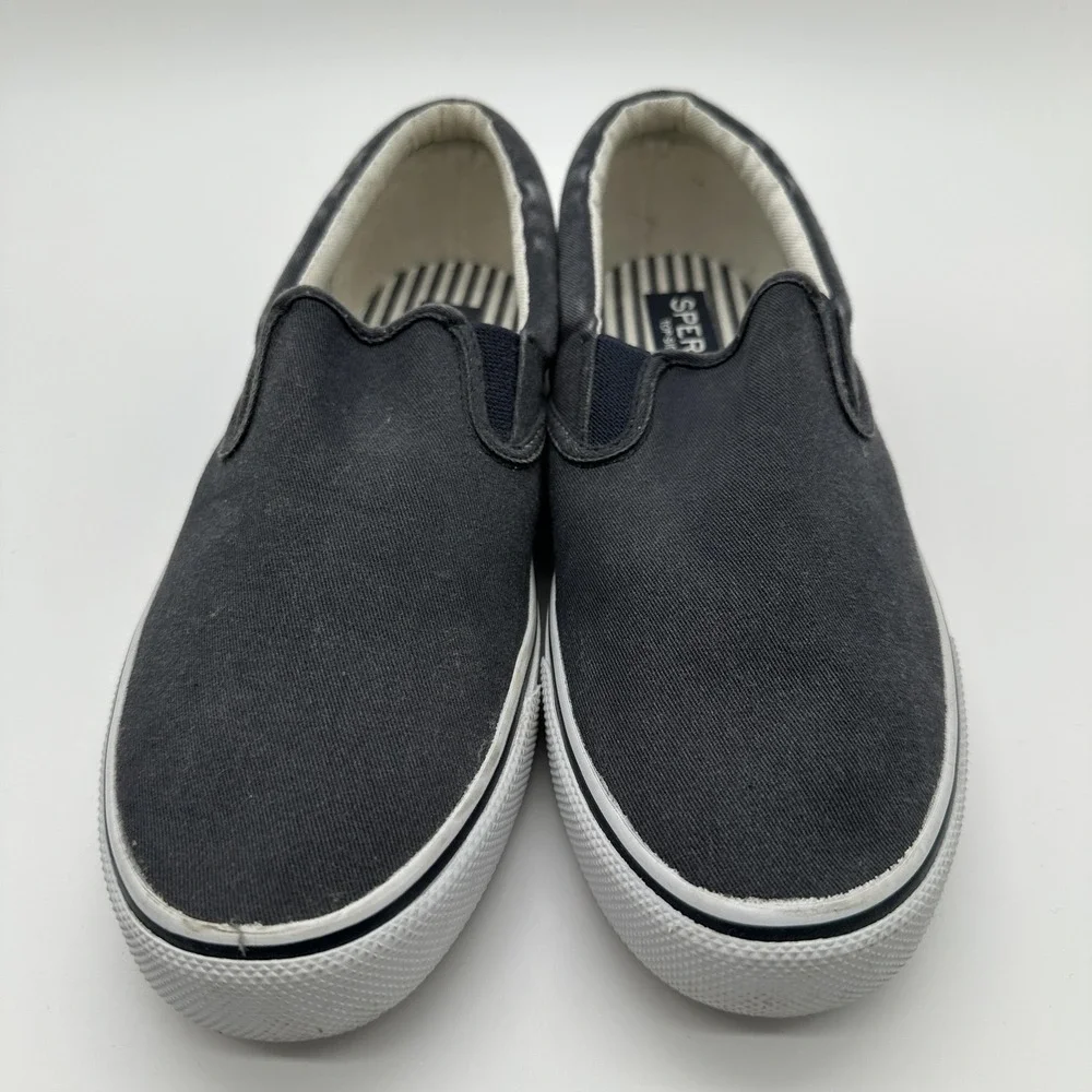 Sperry Slip On Shoes Mens 9.5 Gray‎ Canvas Top-Sider Casual Boat Nautical